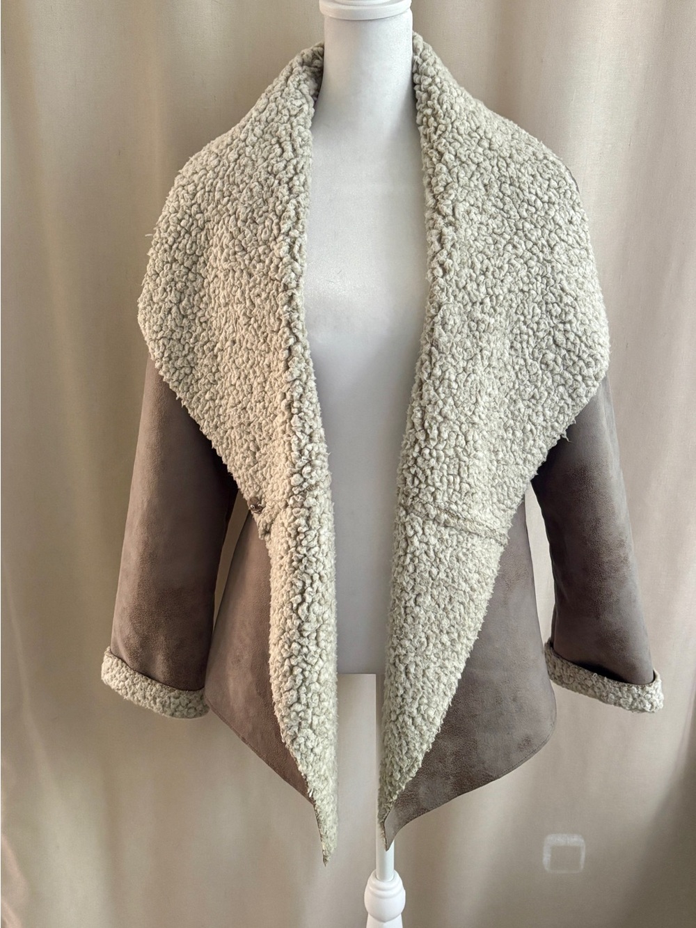 Dylan Faux Suede Shearling Jacket — Grey | M